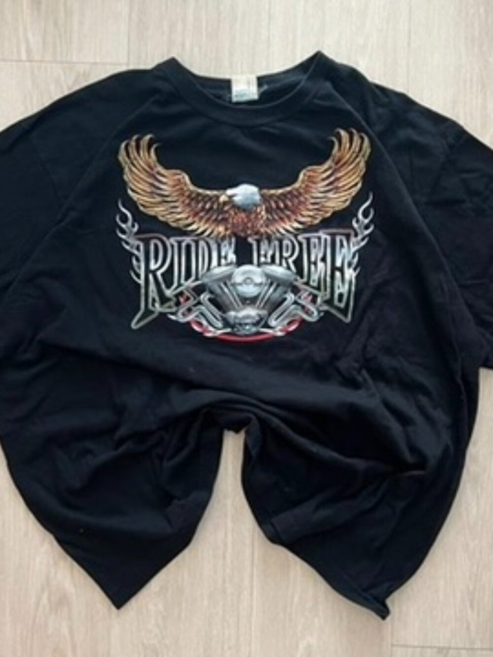 Ride free Eagle Motorcycle Men’s XL Wide Shirt Short Sleeve Black